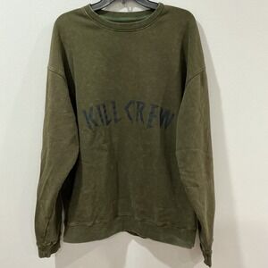 "KILL CREW" CREW NECK - OLIVE Oversized Heavyweight Mens L Suicide Prevention